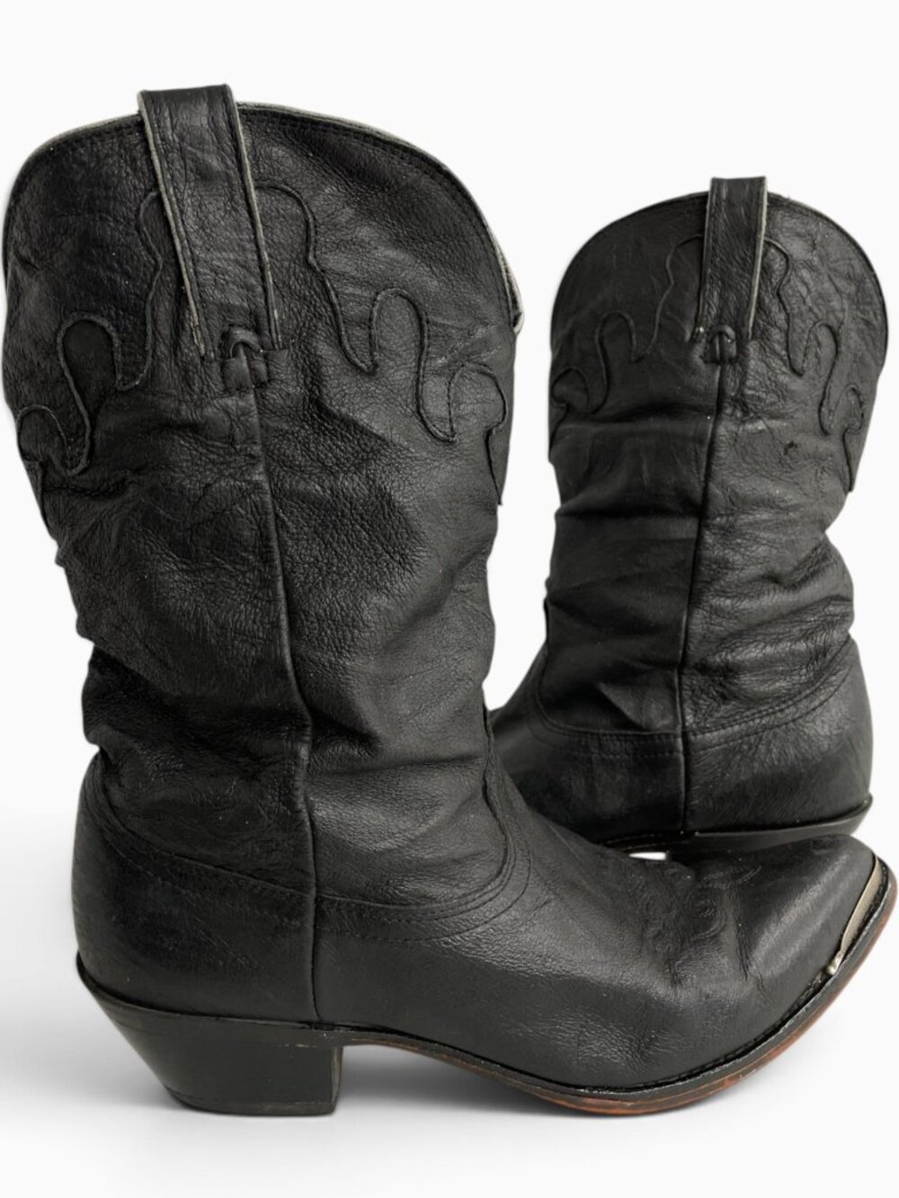 Durango Black Leather Western Cowboy Slouch Cowgirl Biker Boots Women's 6 M